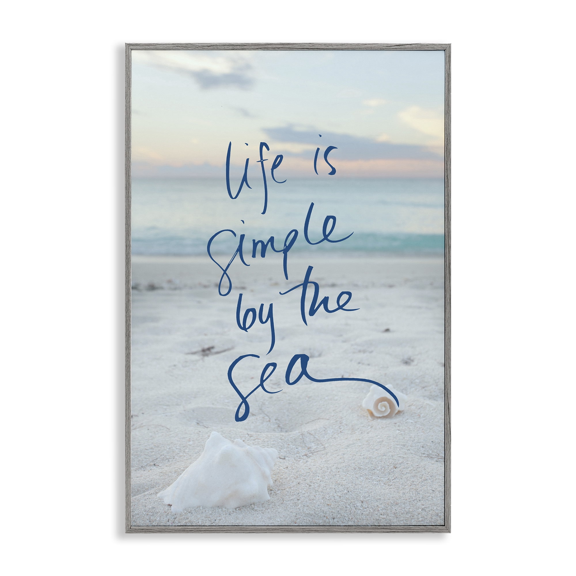 Stupell Industries Simple By The Sea Coastal Painting Gray Framed Art Print Wall Art, 20 x 30