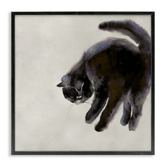 Stupell Industries Simple Cat Watercolor Animals Painting Black Framed Art Print Wall Art, 12 x 12