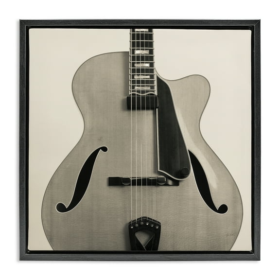 Stupell Industries Simple Chic Guitar Entertainment Photography Black Floater Framed Canvas Art Print Wall Art, 18 x 18