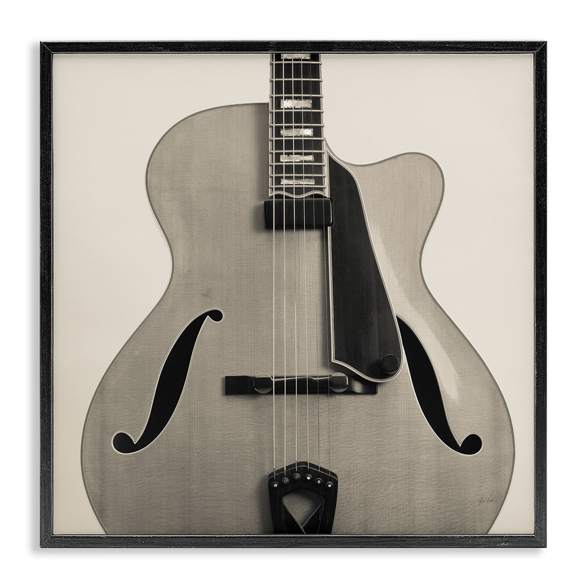 Stupell Industries Simple Chic Guitar Entertainment Photography Black Framed Art Print Wall Art, 17 x 17