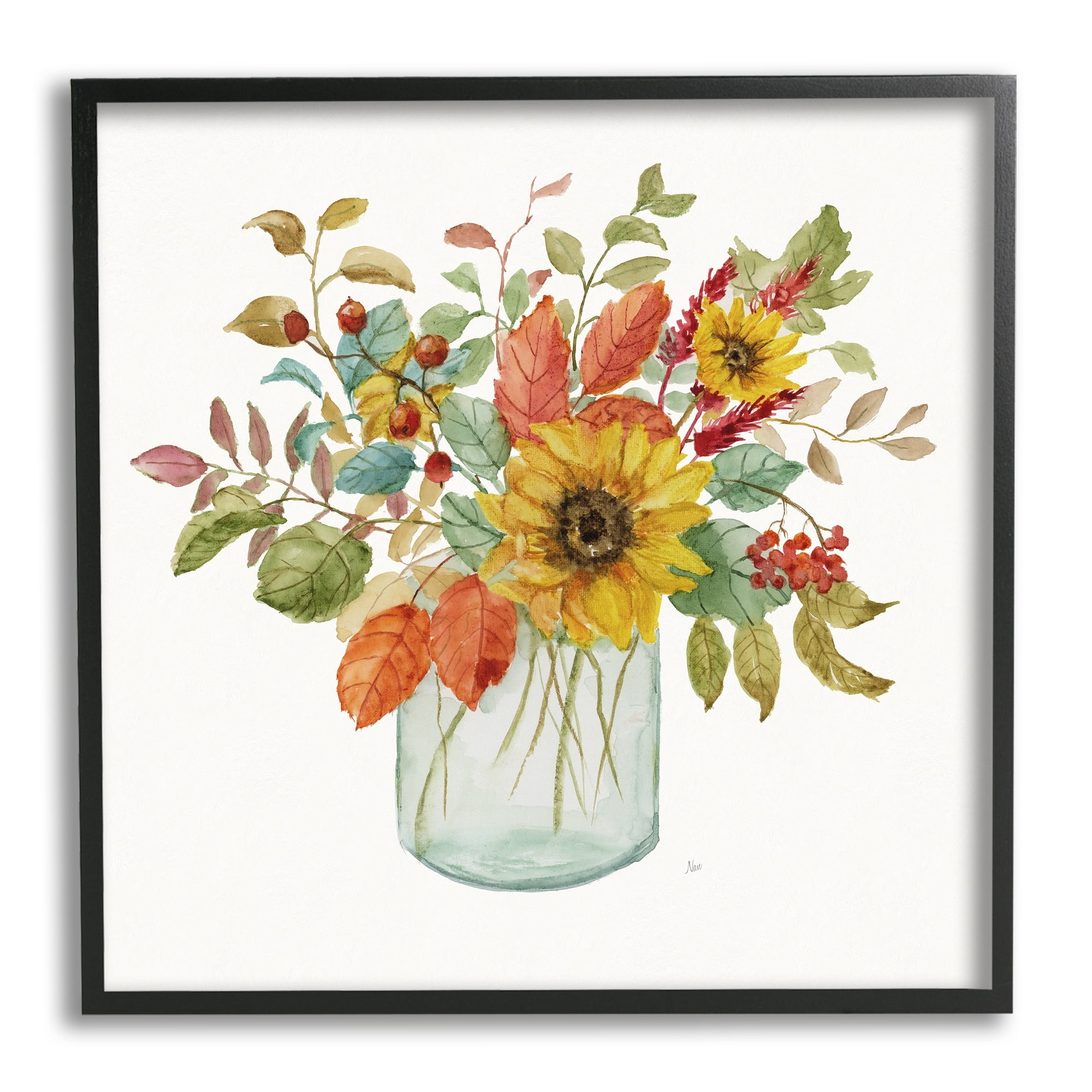 Stupell Industries Simple Country Botanicals Sunflower Vase Design, 17 x 30, Design by Nan
