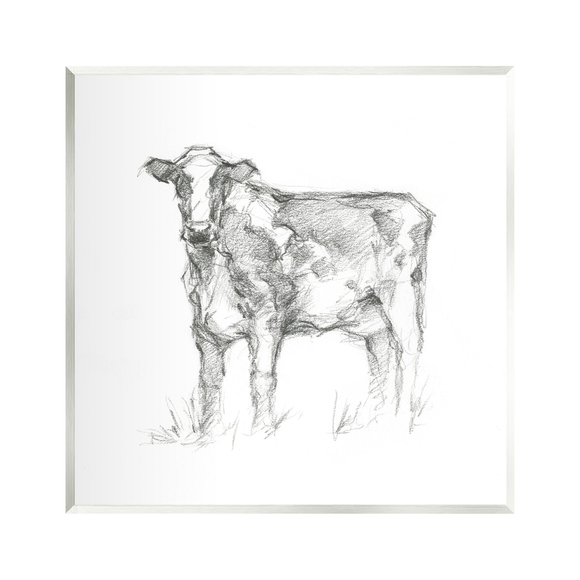 Stupell Industries Simple Cow Drawing Animals & Insects Drawing Unframed Art Print Wall Art, 12 x 12