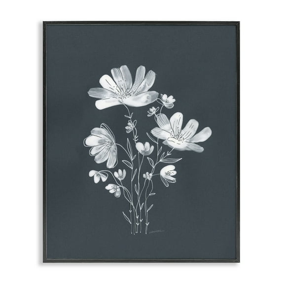 Stupell Industries Simple Daisy Florals Plants & Flowers Painting Black Framed Art Print Wall Art, 11 x 14