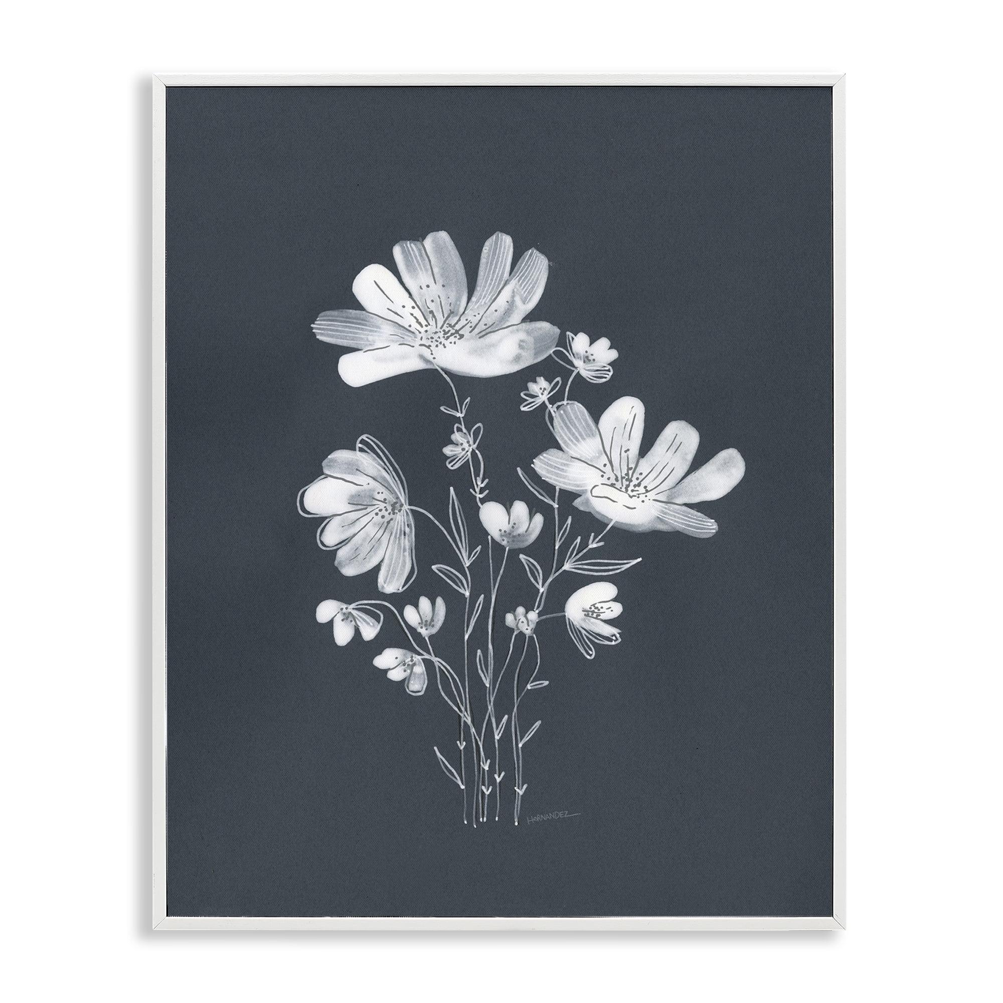 Stupell Industries Simple Daisy Florals Plants & Flowers Painting White Framed Art Print Wall Art, 11 x 14