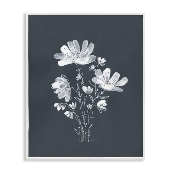 Stupell Industries Simple Daisy Florals Plants & Flowers Painting White Framed Art Print Wall Art, 24 x 30