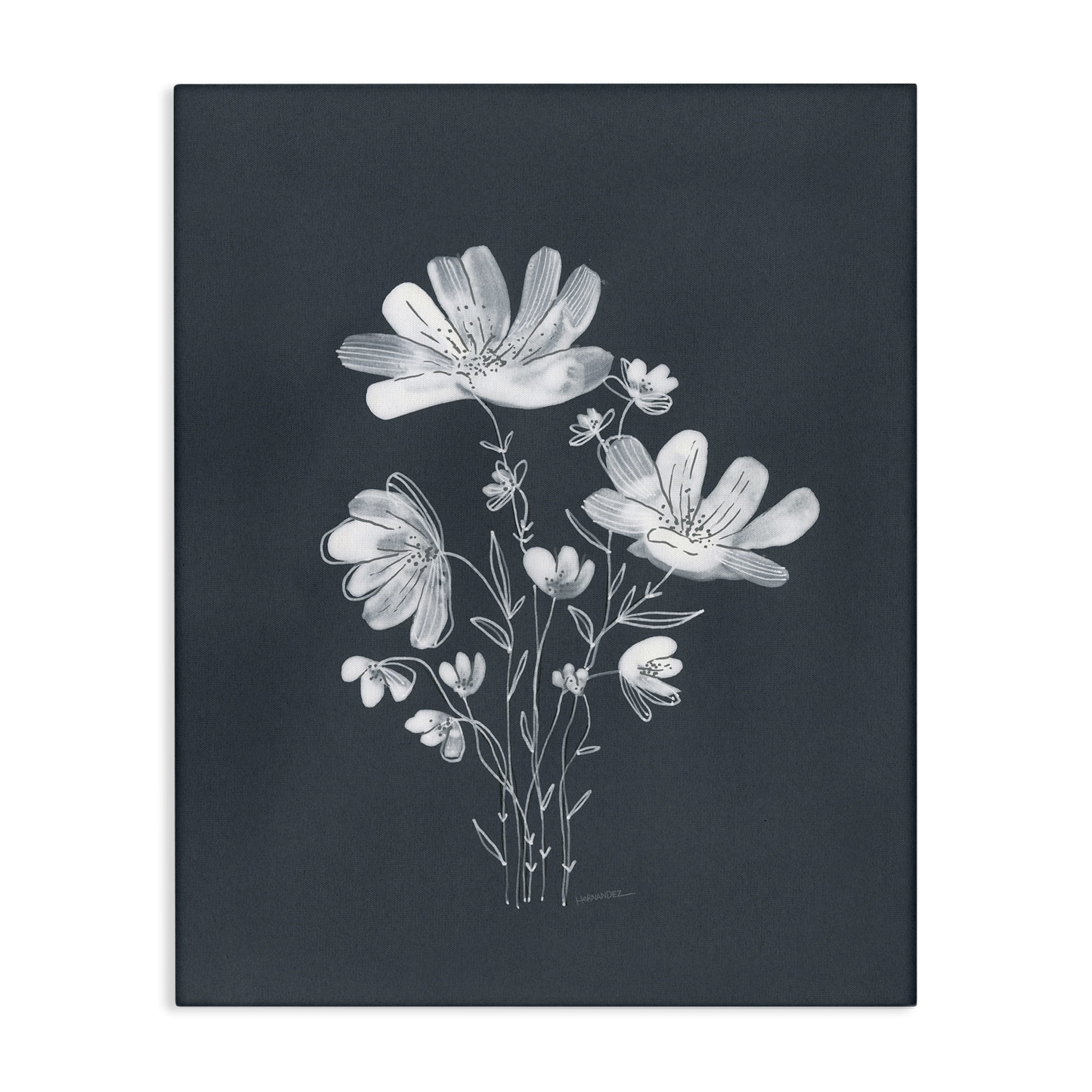 Stupell Industries Simple Daisy Florals Plants & Flowers Painting Wrapped Canvas Art Print Wall Art, 24 x 30