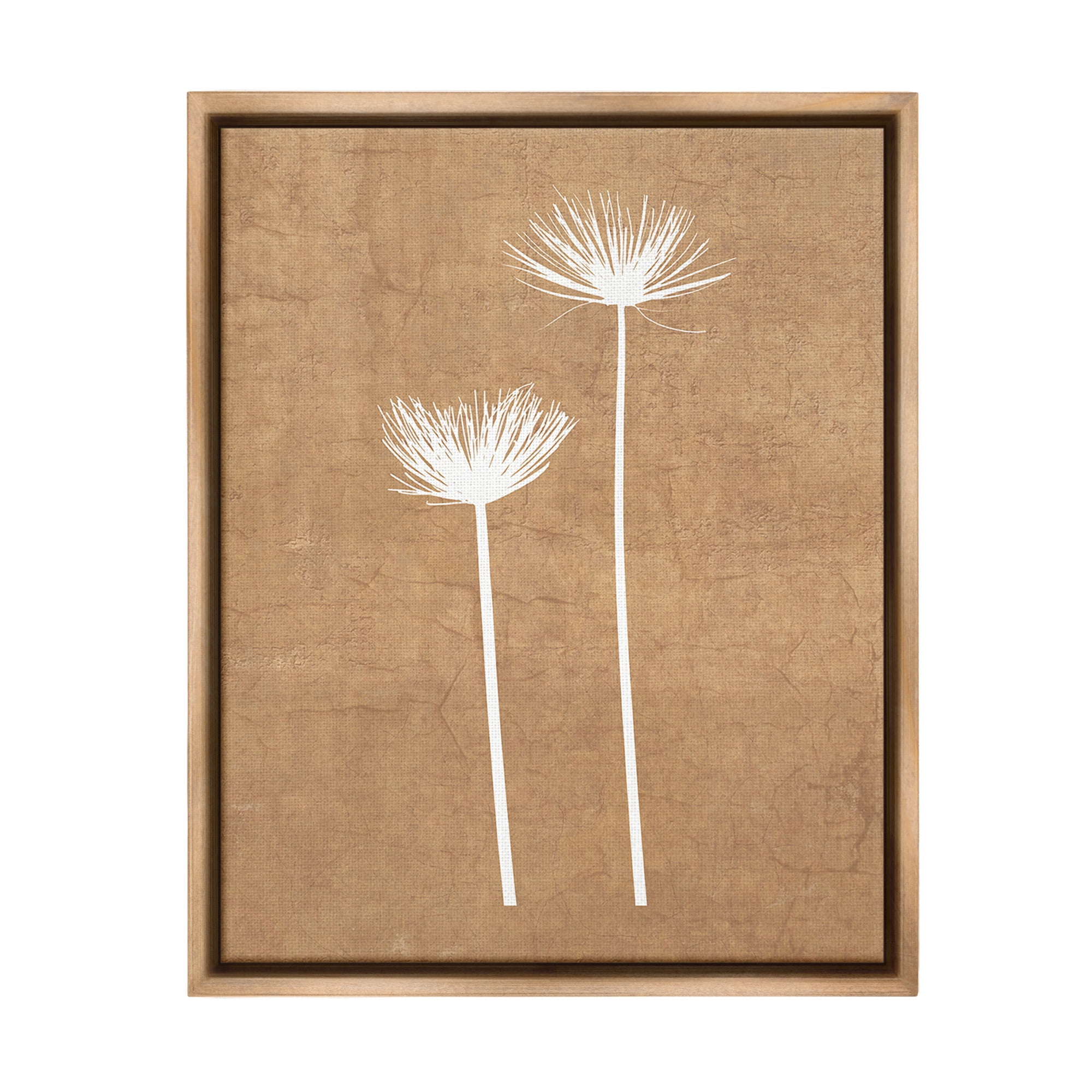 Stupell Industries Simple Dandelion Sprigs Botanical & Floral Painting Brown Floater Framed Canvas Art Print Wall Art, 25 x 31