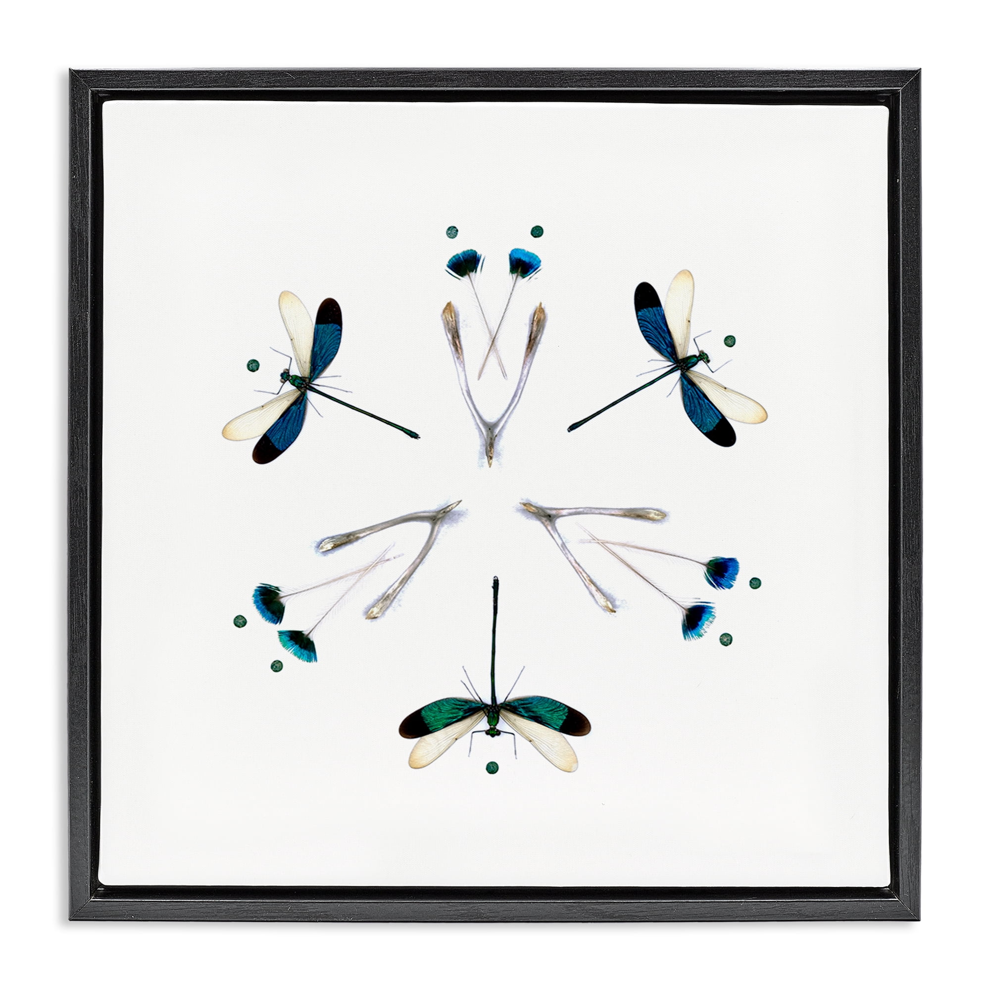 Stupell Industries Simple Dragonfly Symmetry Black Framed Floater Canvas Wall Art, design by Beth Adoette