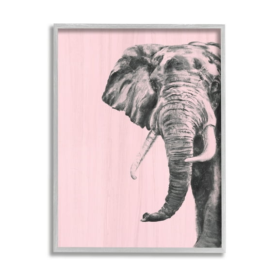 Stupell Industries Simple Elephant Large Tusked Safari Animal Rustic Pink, 11 x 14, Design by Patricia Pinto