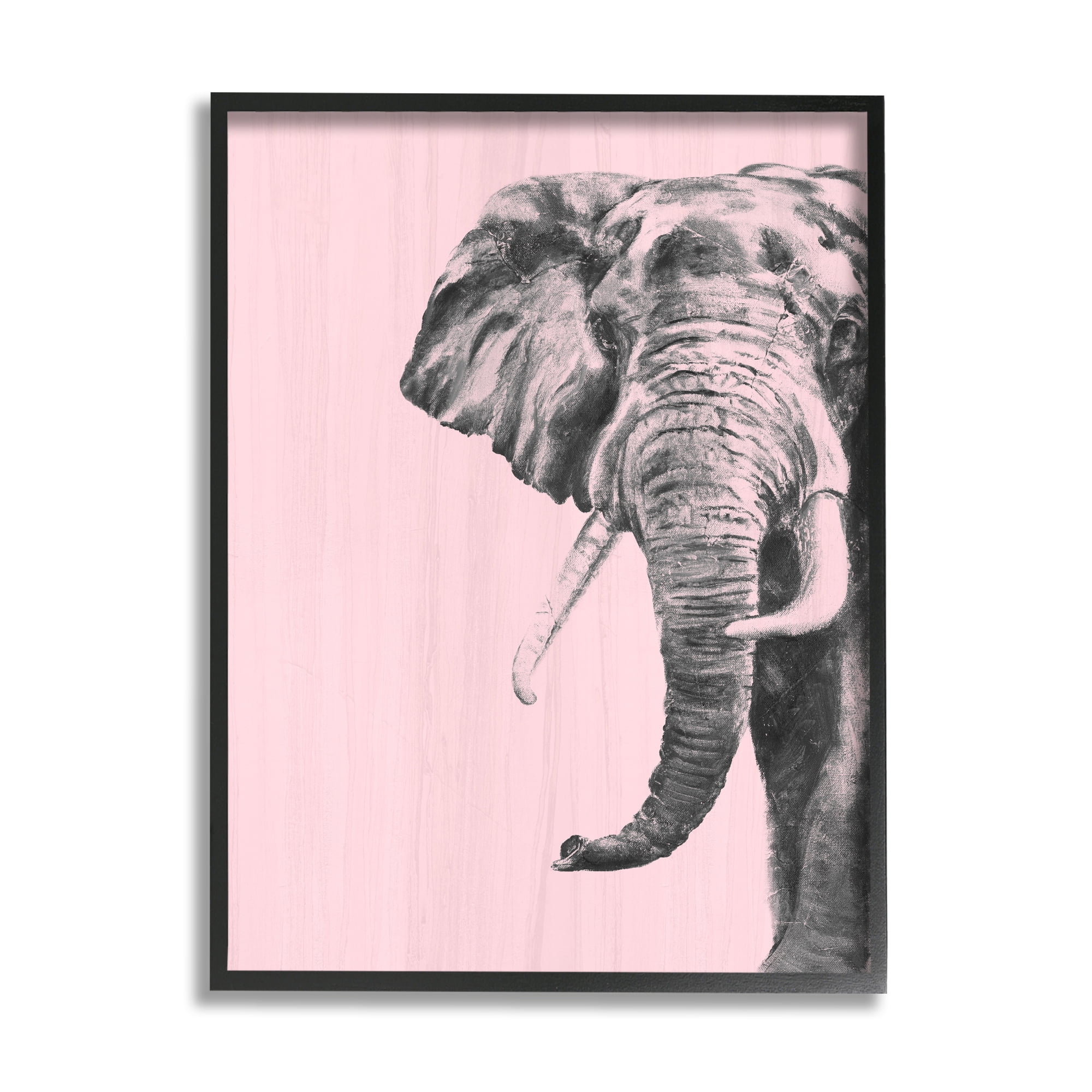 Stupell Industries Simple Elephant Large Tusked Safari Animal Rustic Pink, 16 x 20, Design by Patricia Pinto