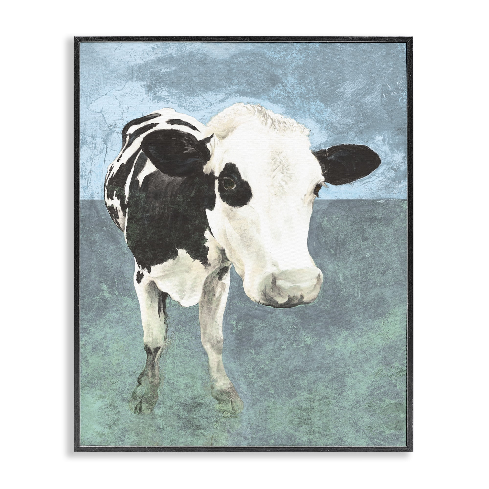 Stupell Industries Simple Farmhouse Cow Animals & Insects Painting Black Framed Art Print Wall Art, 24 x 30