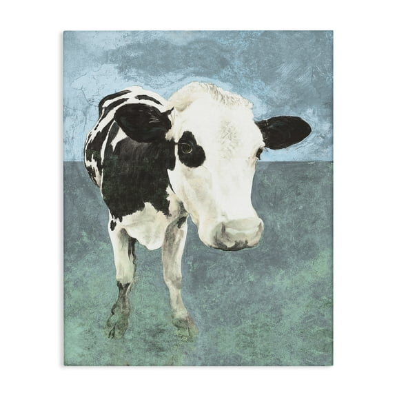 Stupell Industries Simple Farmhouse Cow Animals & Insects Painting Gallery Wrapped Canvas Art Print Wall Art, 16 x 20