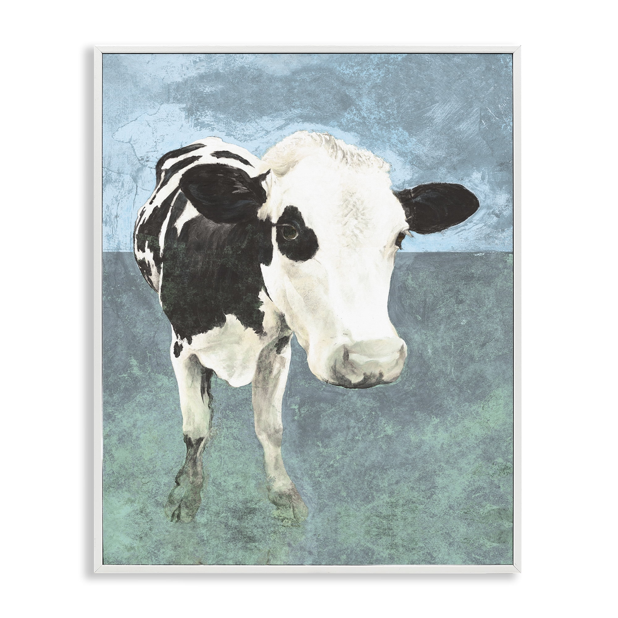 Stupell Industries Simple Farmhouse Cow Animals & Insects Painting White Framed Art Print Wall Art, 16 x 20