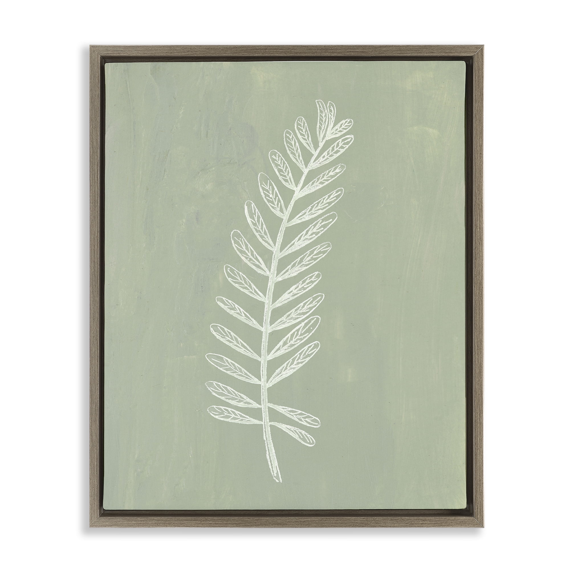 Stupell Industries Simple Fern Impression Plants & Flowers Painting Brown Floater Framed Canvas Art Print Wall Art, 17 x 21