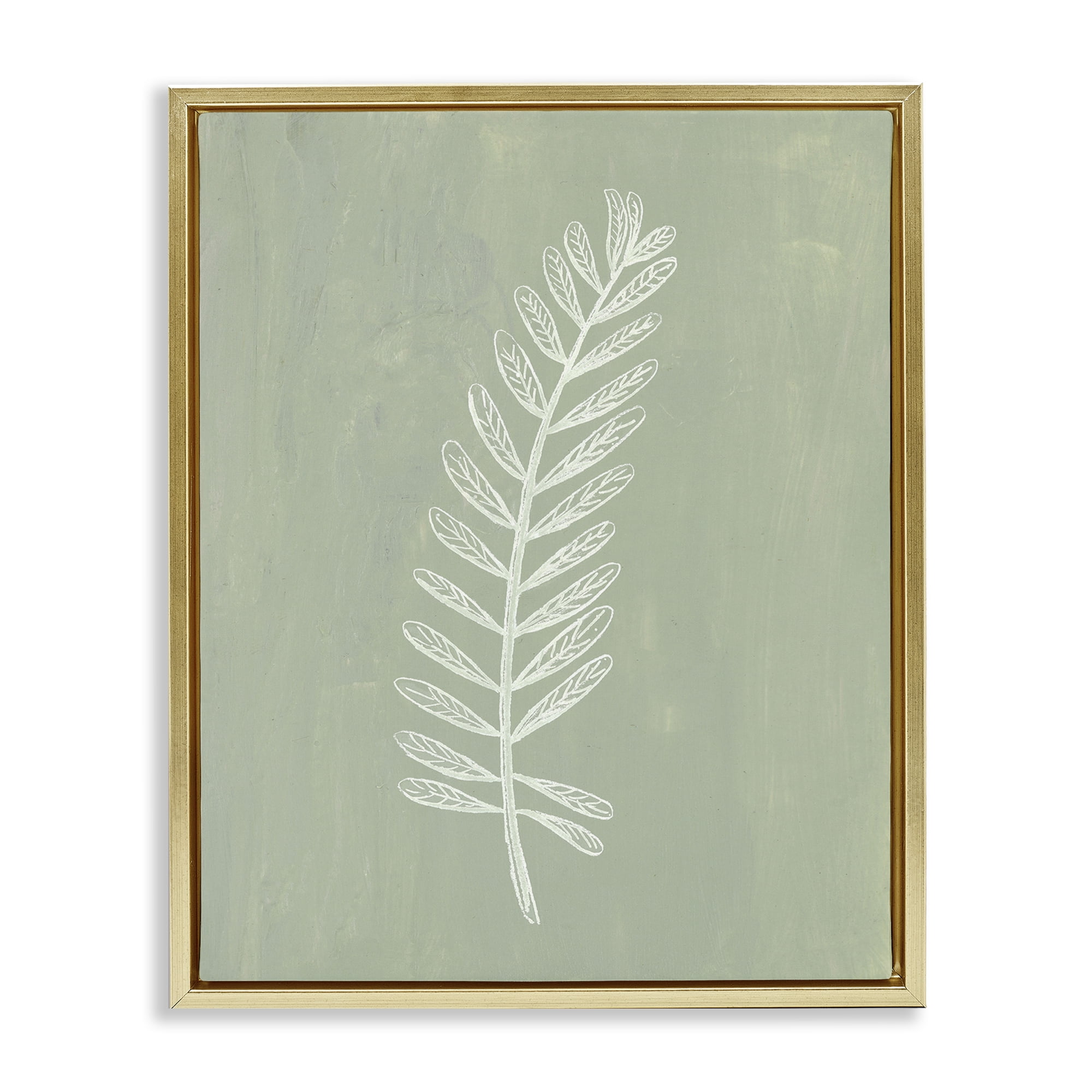 Stupell Industries Simple Fern Impression Plants & Flowers Painting Gold Floater Framed Canvas Art Print Wall Art, 25 x 31