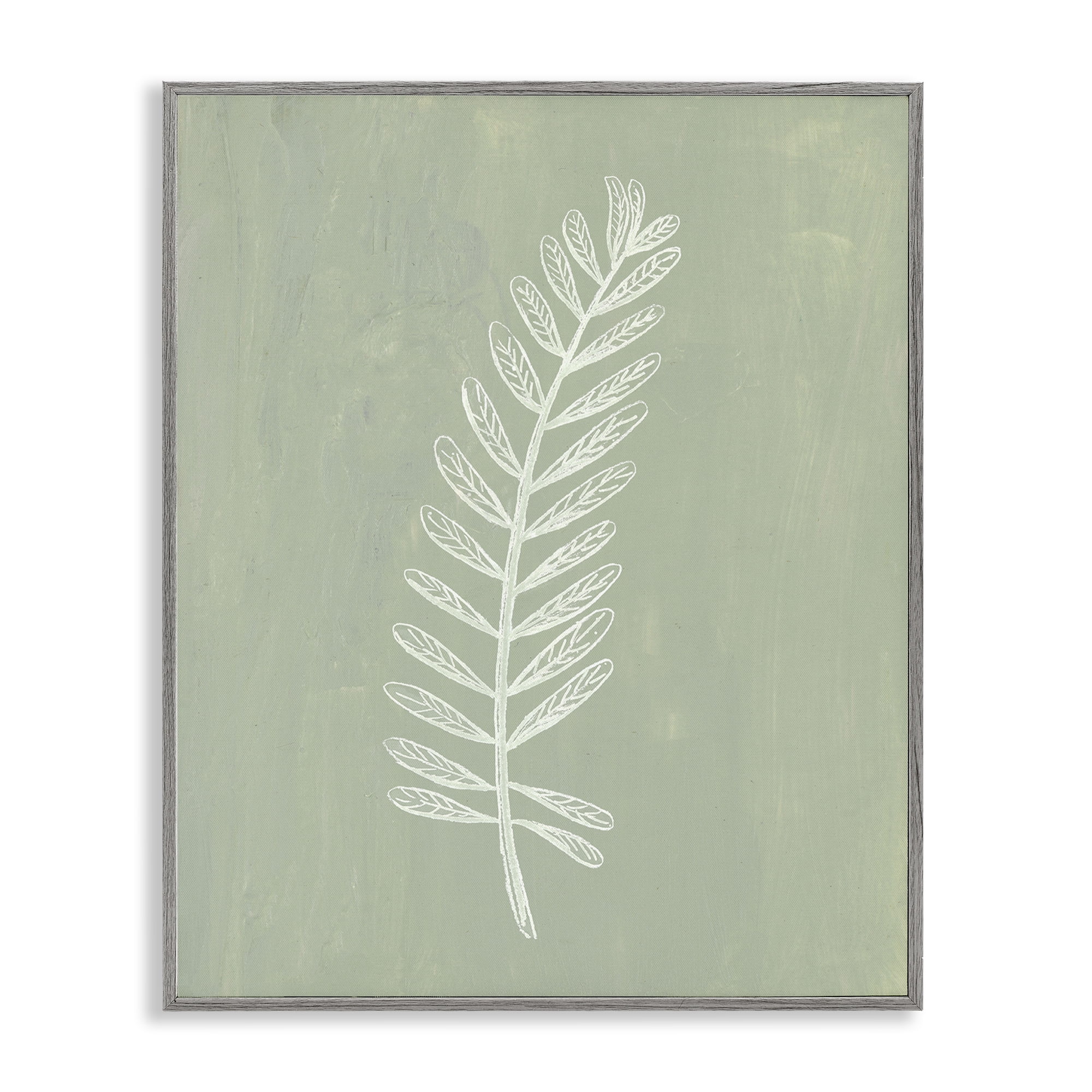Stupell Industries Simple Fern Impression Plants & Flowers Painting Gray Framed Art Print Wall Art, 11 x 14
