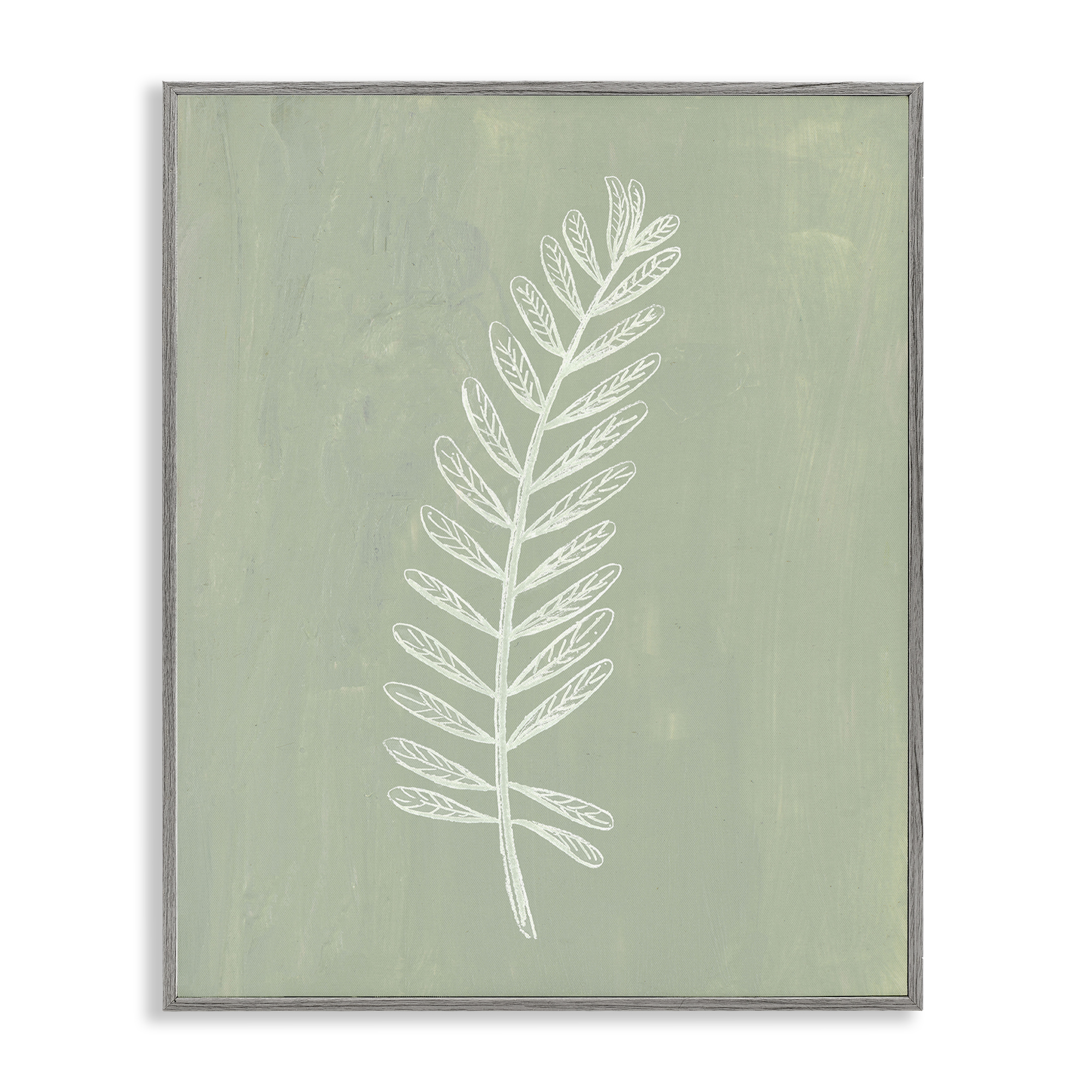 Stupell Industries Simple Fern Impression Plants & Flowers Painting Gray Framed Art Print Wall Art, 24 x 30