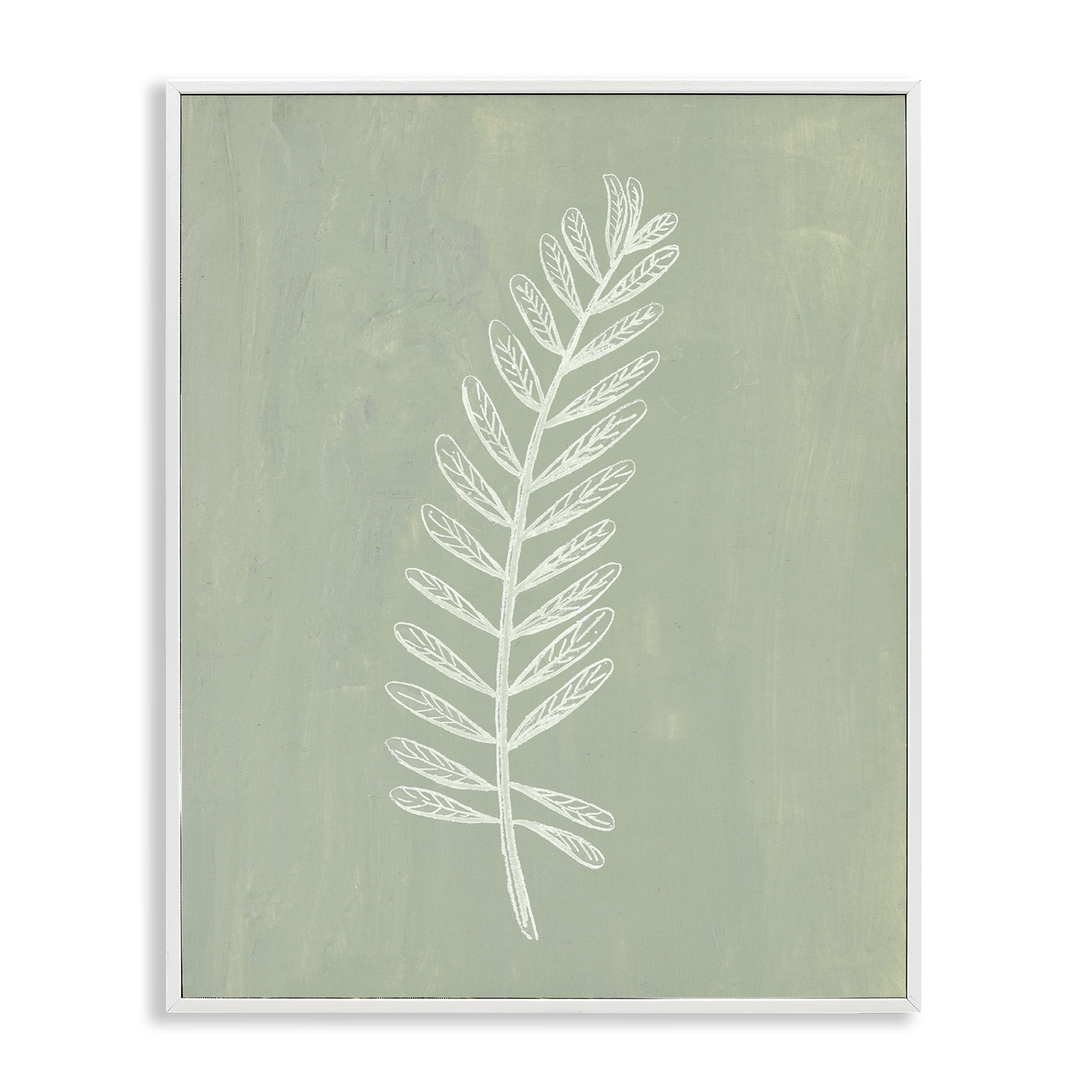 Stupell Industries Simple Fern Impression Plants & Flowers Painting White Framed Art Print Wall Art, 11 x 14