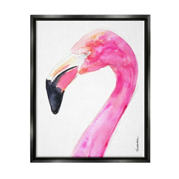 Stupell Industries Simple Flamingo Bird Animals & Insects Painting Black Floater Framed Art Print Wall Art, 17 x 21