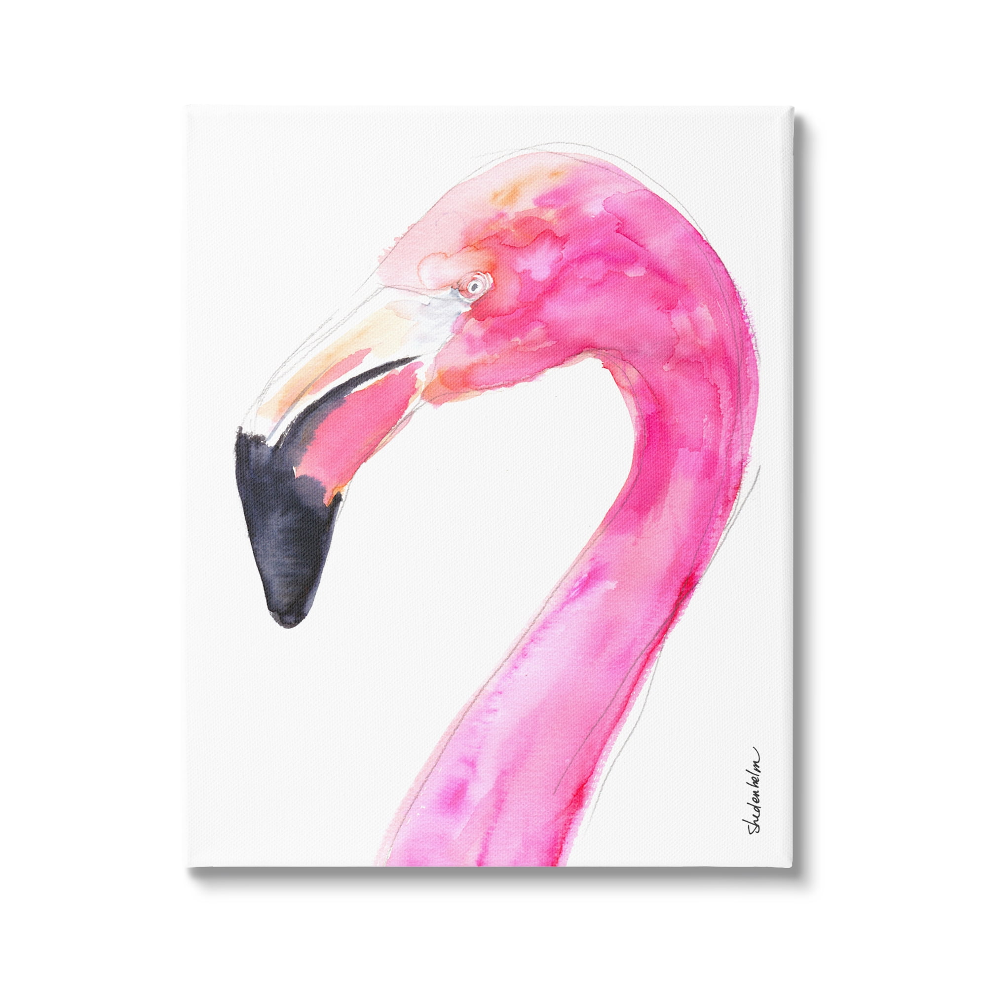 Stupell Industries Simple Flamingo Bird Animals & Insects Painting Gallery Wrapped Canvas Print Wall Art, 30 x 40