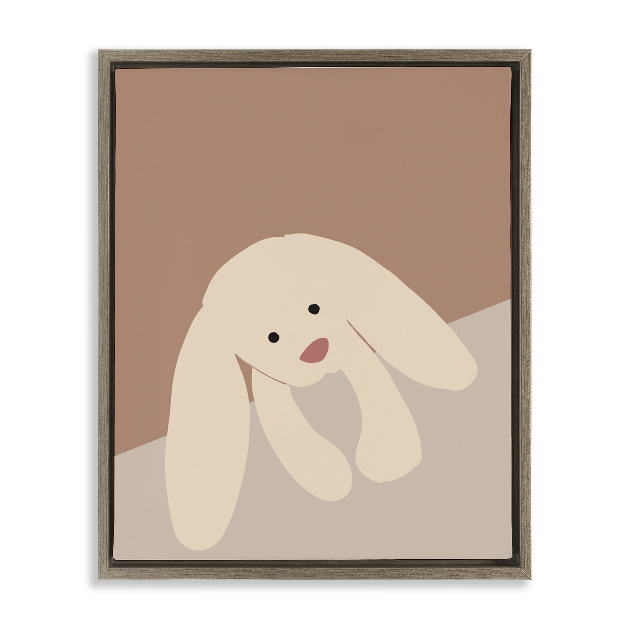 Stupell Industries Simple Floppy Bunny Animals & Insects Painting Brown Floater Framed Art Print Wall Art, 17 x 21