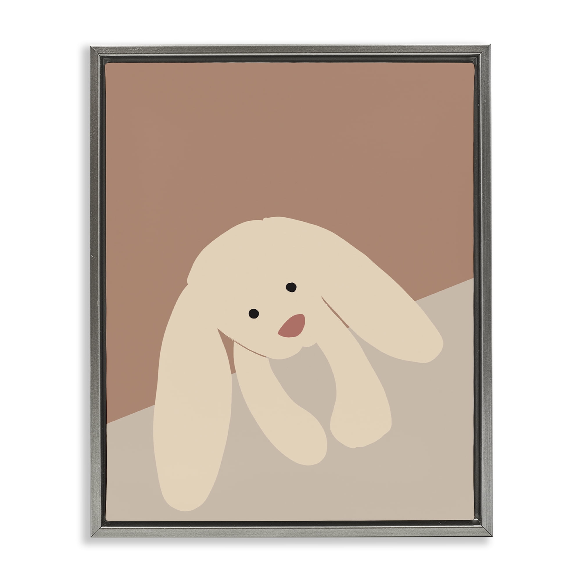 Stupell Industries Simple Floppy Bunny Animals & Insects Painting Gray Floater Framed Art Print Wall Art, 17 x 21