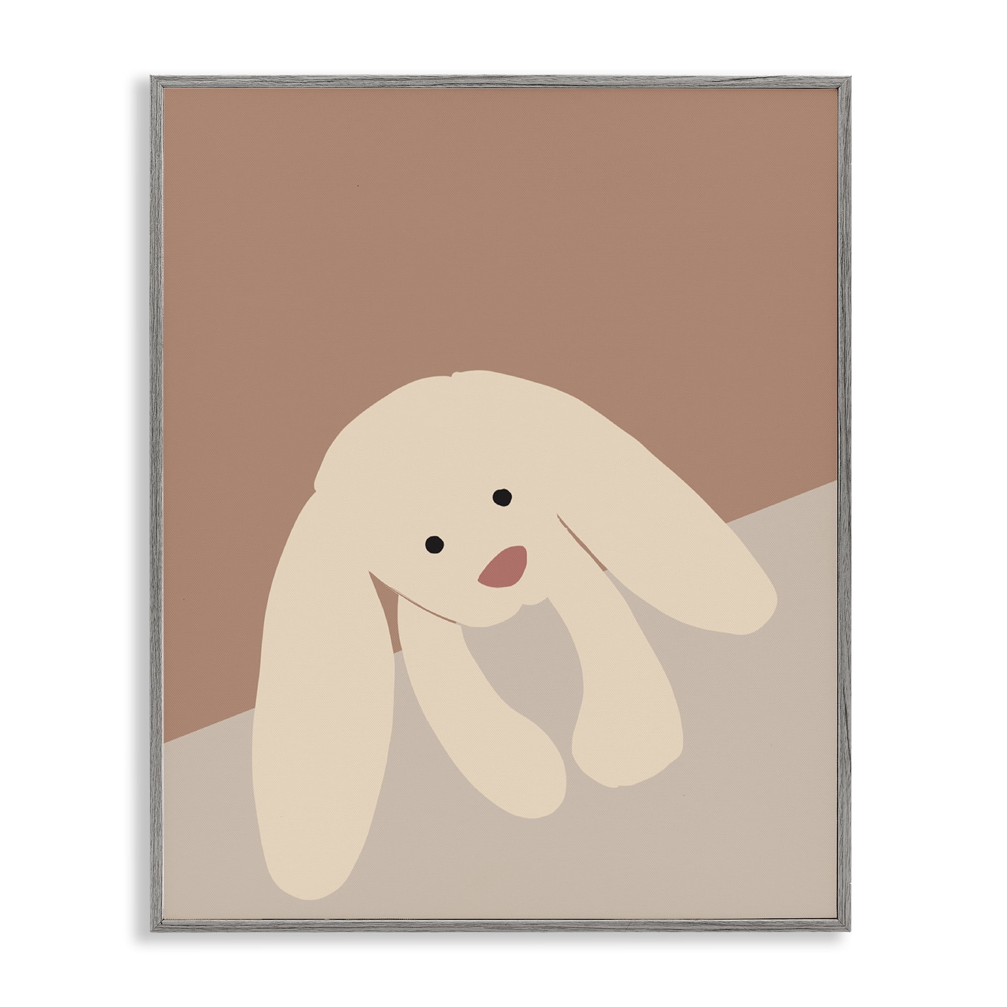 Stupell Industries Simple Floppy Bunny Animals & Insects Painting Gray Framed Art Print Wall Art, 11 x 14