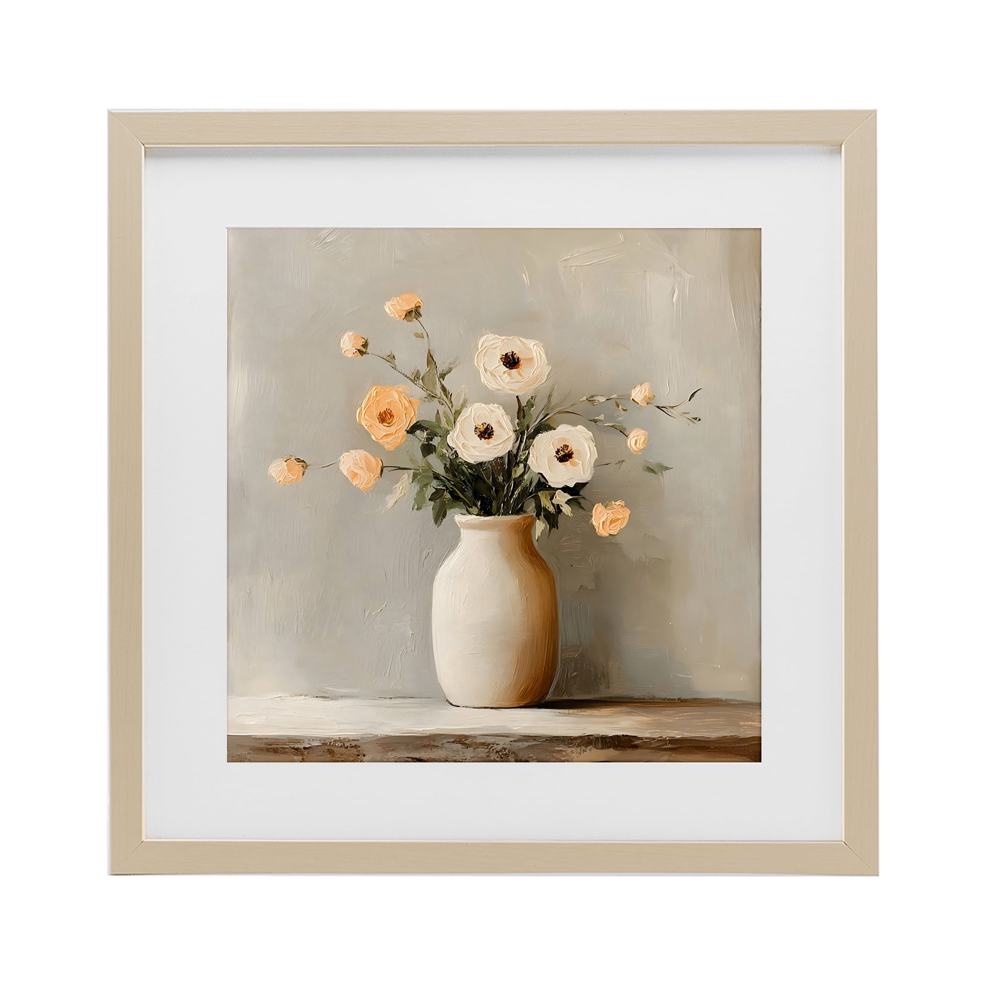Stupell Industries Simple Floral Vase in Pastels Birch Framed Print Under Glass, design by Creative Studio