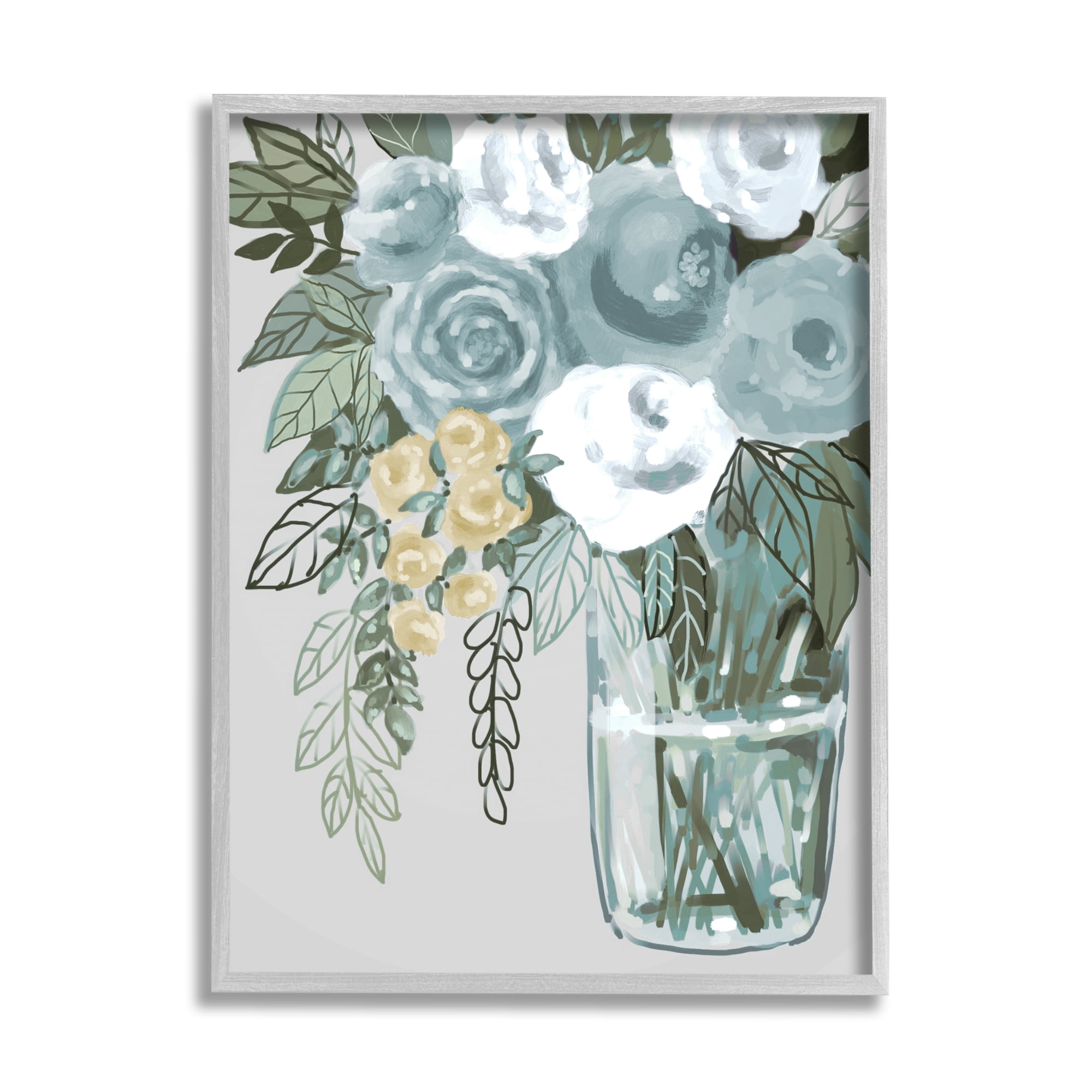 Stupell Industries Simple Flower Bouquet Arrangement Glass Vase Illustration , 24 x 30, Design by Boho Studio