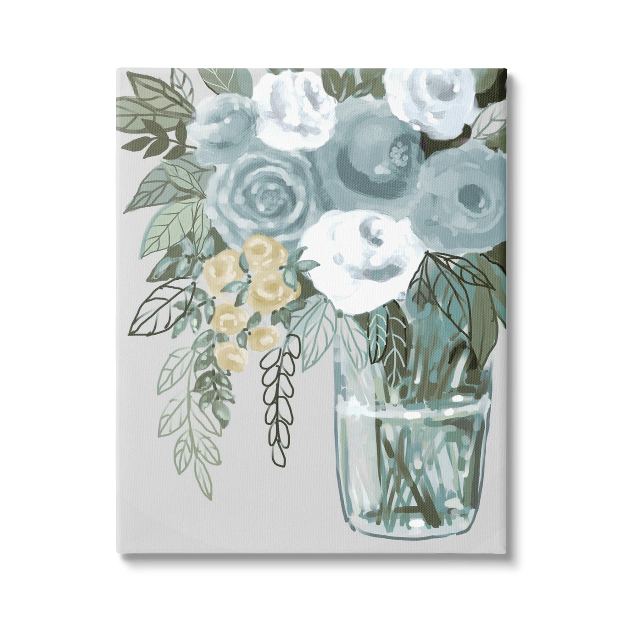 Stupell Industries Simple Flower Bouquet Arrangement Glass Vase Illustration Paintings Gallery-Wrapped Canvas Print Wall Art, 16x20, by Boho Studio