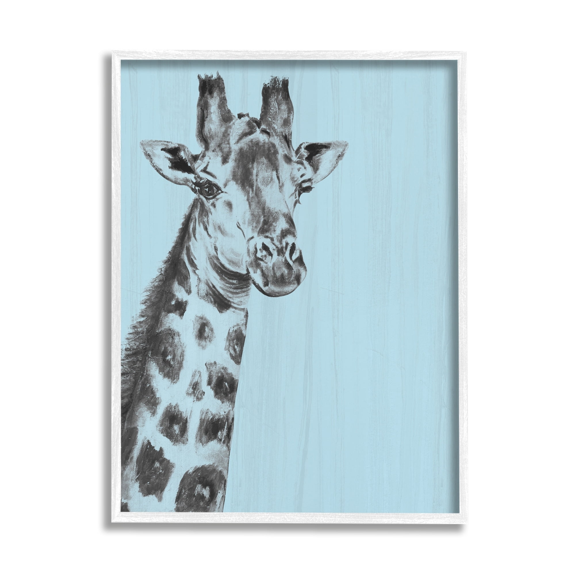 Stupell Industries Simple Giraffe Portrait Rustic Blue Patterned Safari Animal, 16 x 20, Design by Patricia Pinto