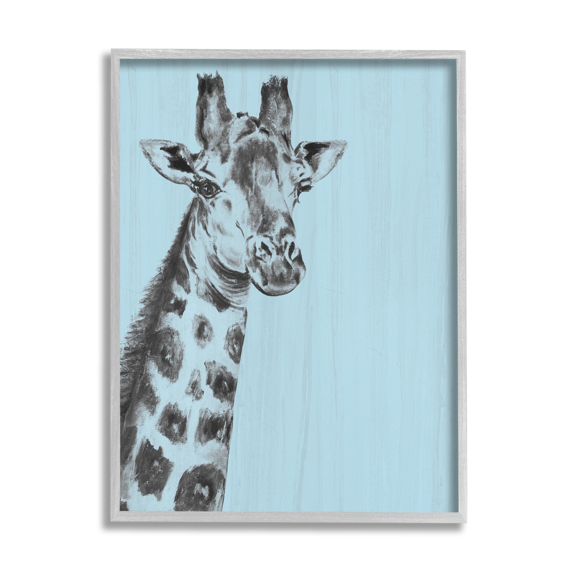 Stupell Industries Simple Giraffe Portrait Rustic Blue Patterned Safari Animal, 16 x 20, Design by Patricia Pinto