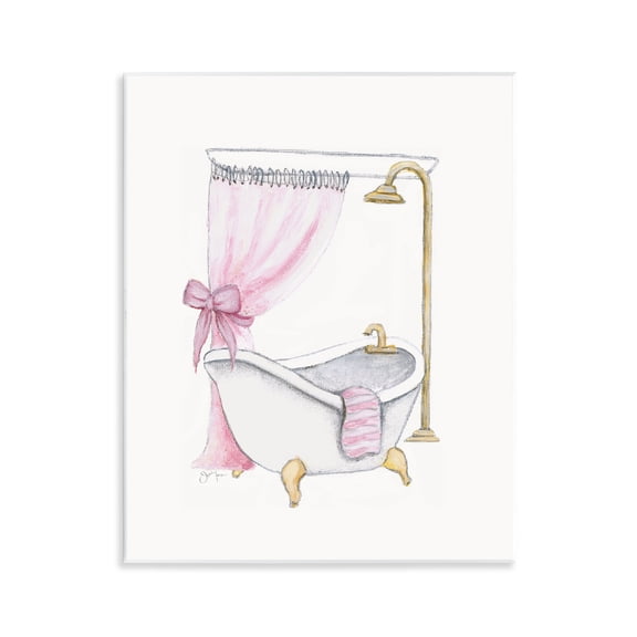Stupell Industries Simple Glam Bathroom Tub Fashion Painting Unframed Art Print Wall Art, 11 x 14