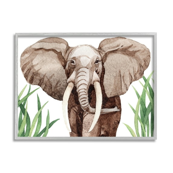 Stupell Industries Simple Graceful African Elephant Safari Grass Illustration, 14 x 11, Design by Mela Fay