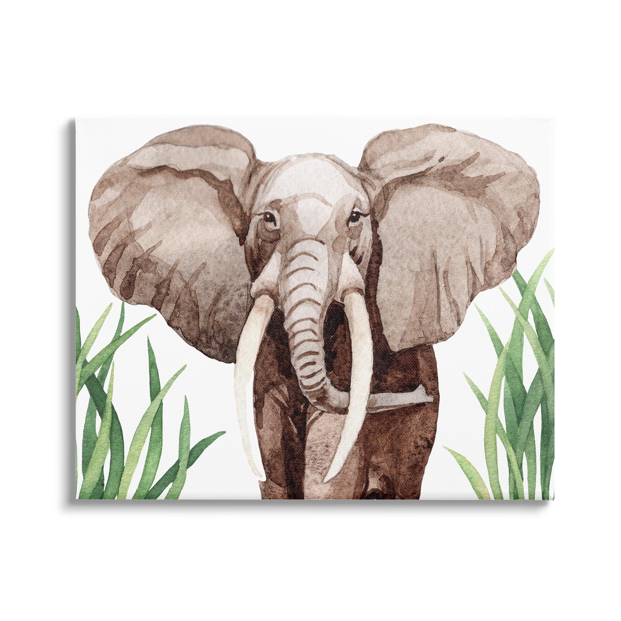 Stupell Industries Simple Graceful African Elephant Safari Grass Illustration, 20 x 16, Design by Mela Fay