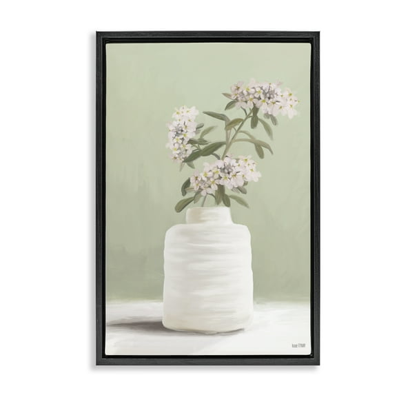 Stupell Industries Simple Herb Vase Botanical & Floral Painting Black Floater Framed Art Print Wall Art, 17 x 25