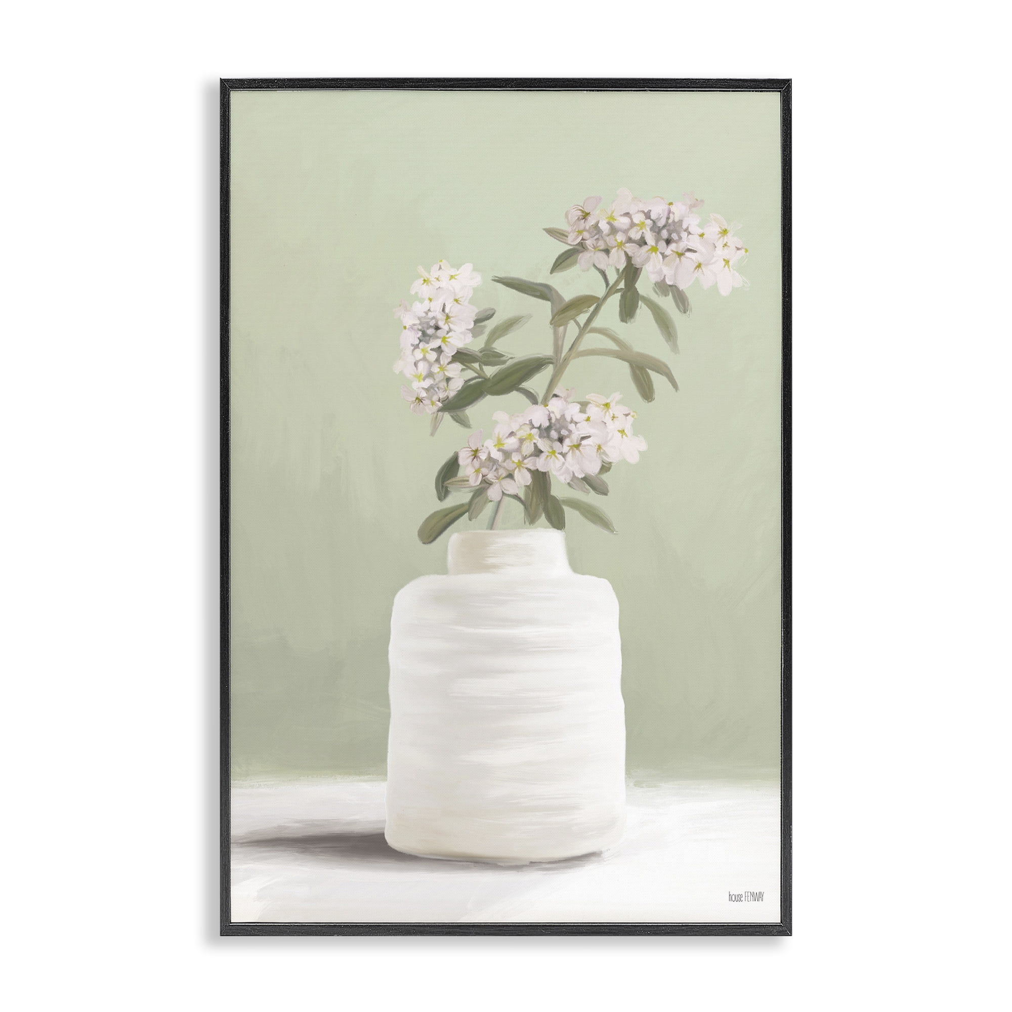 Stupell Industries Simple Herb Vase Botanical & Floral Painting Black Framed Art Print Wall Art, 16 x 24
