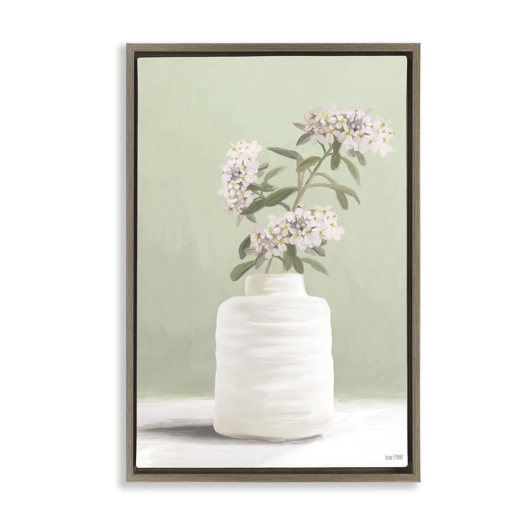 Stupell Industries Simple Herb Vase Botanical & Floral Painting Brown Floater Framed Art Print Wall Art, 17 x 25