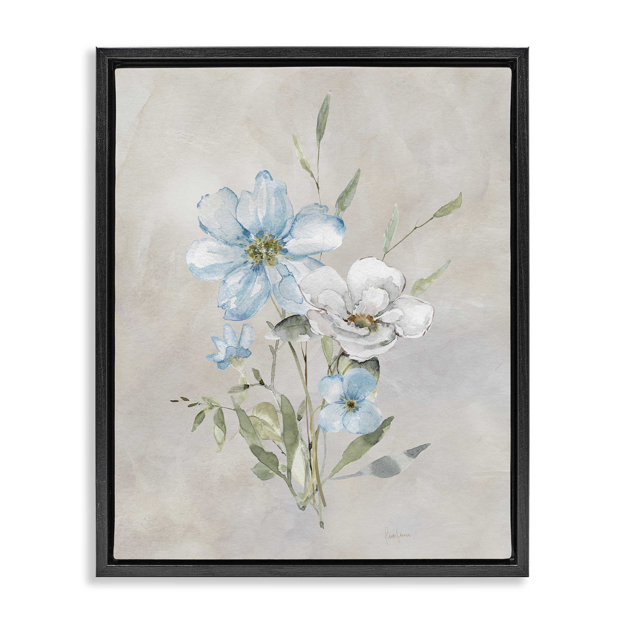 Stupell Industries Simple Herbs Bundle Plants & Flowers Painting Black Floater Framed Canvas Art Print Wall Art, 25 x 31