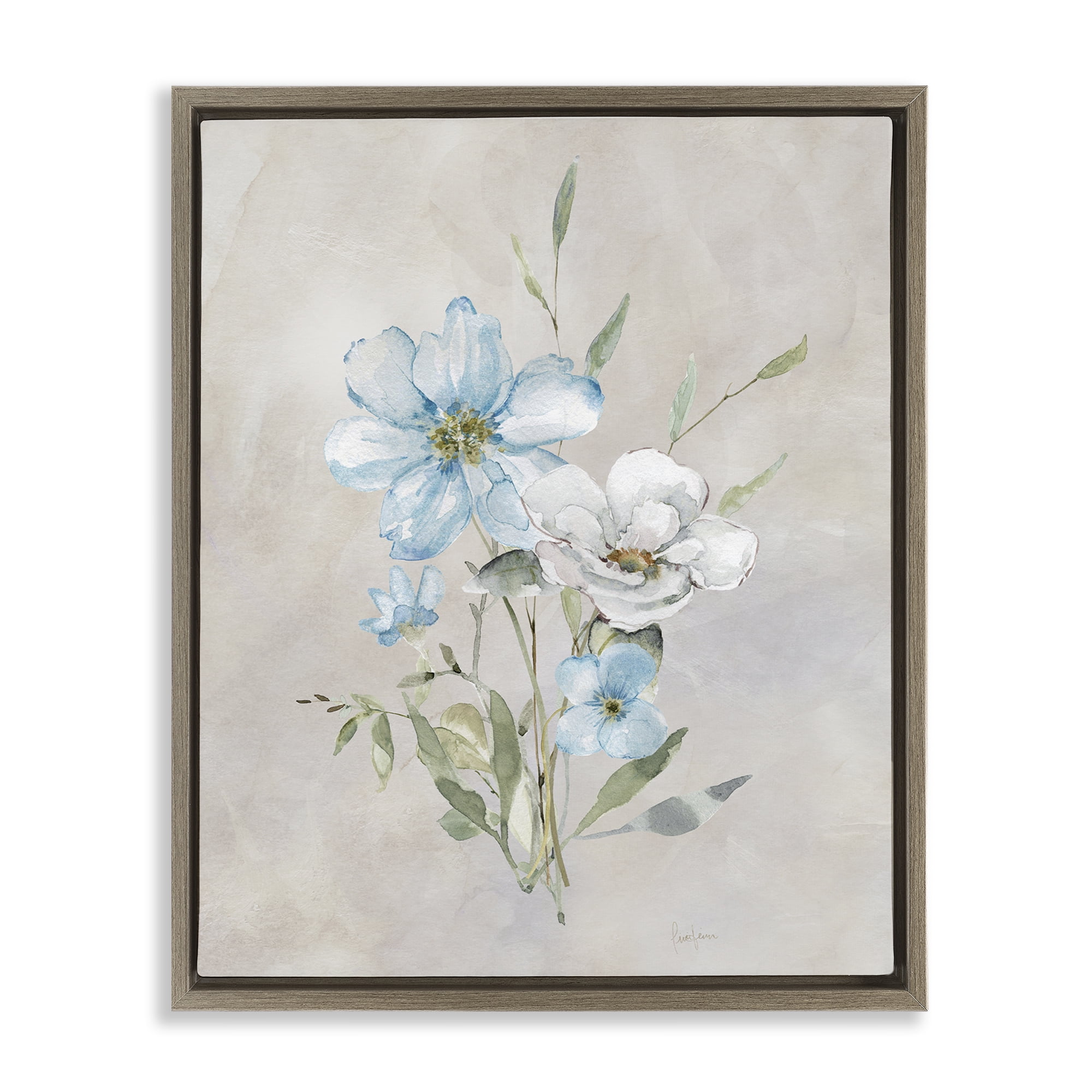 Stupell Industries Simple Herbs Bundle Plants & Flowers Painting Brown Floater Framed Canvas Art Print Wall Art, 17 x 21