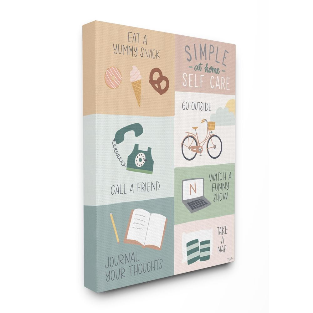 Simple Self Care Motivational Canvas Wall Art, 17" x 21"