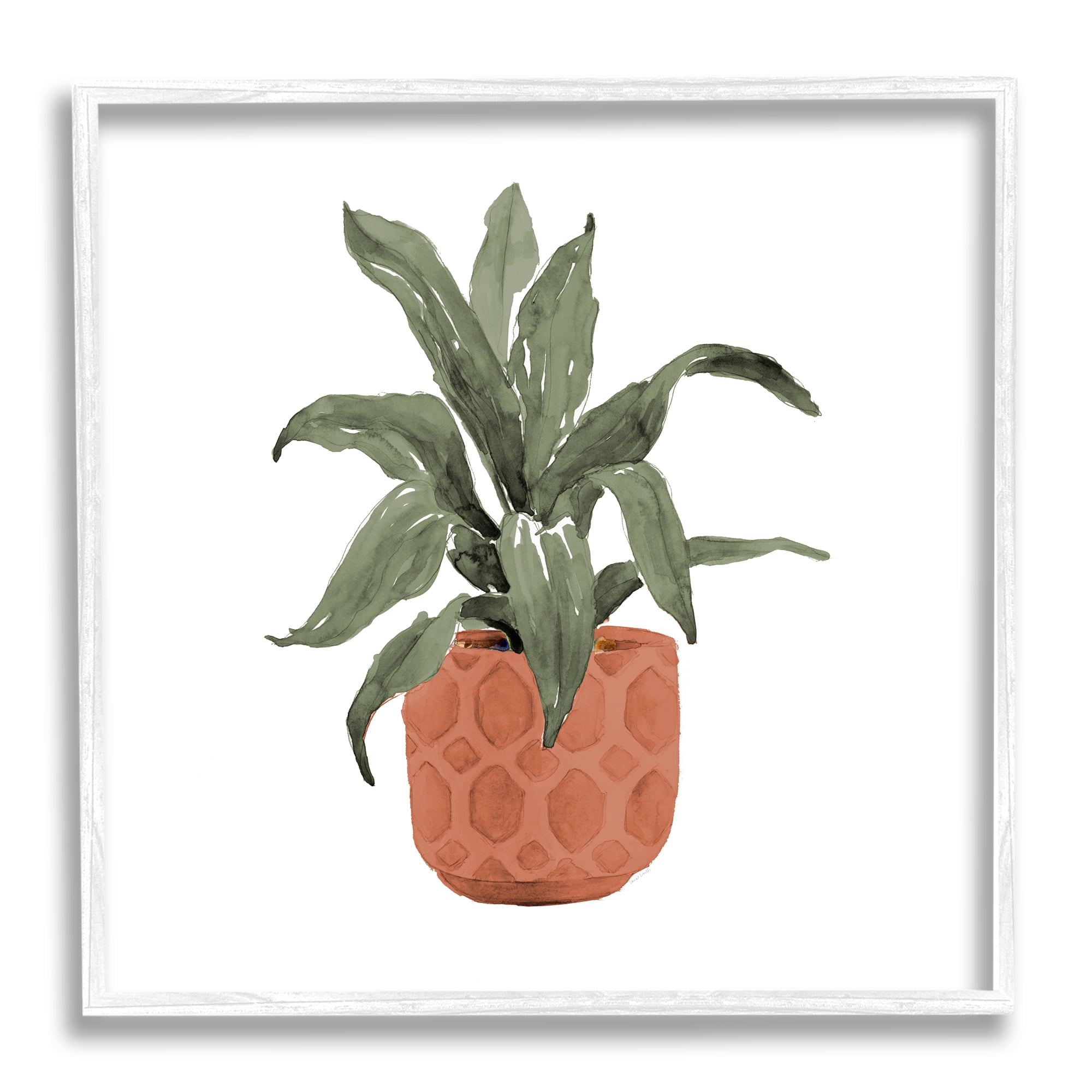 Stupell Industries Simple House Plant Green Leaves Terracotta Planter Painting , 17 x 17, Design by Lanie Loreth