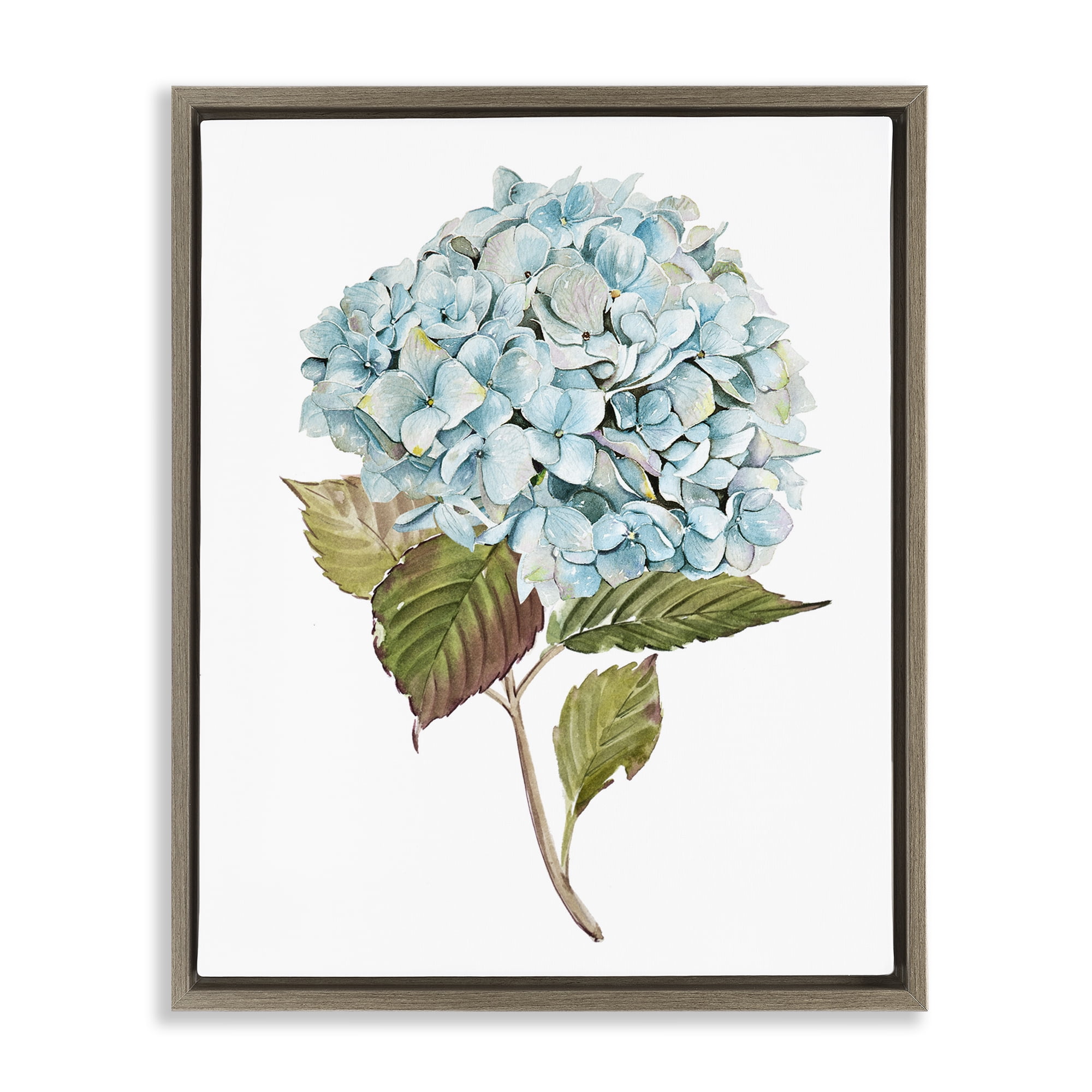 Stupell Industries Simple Hydrangea Bud Botanical & Floral Painting Brown Floater Framed Art Print Wall Art, 17 x 21