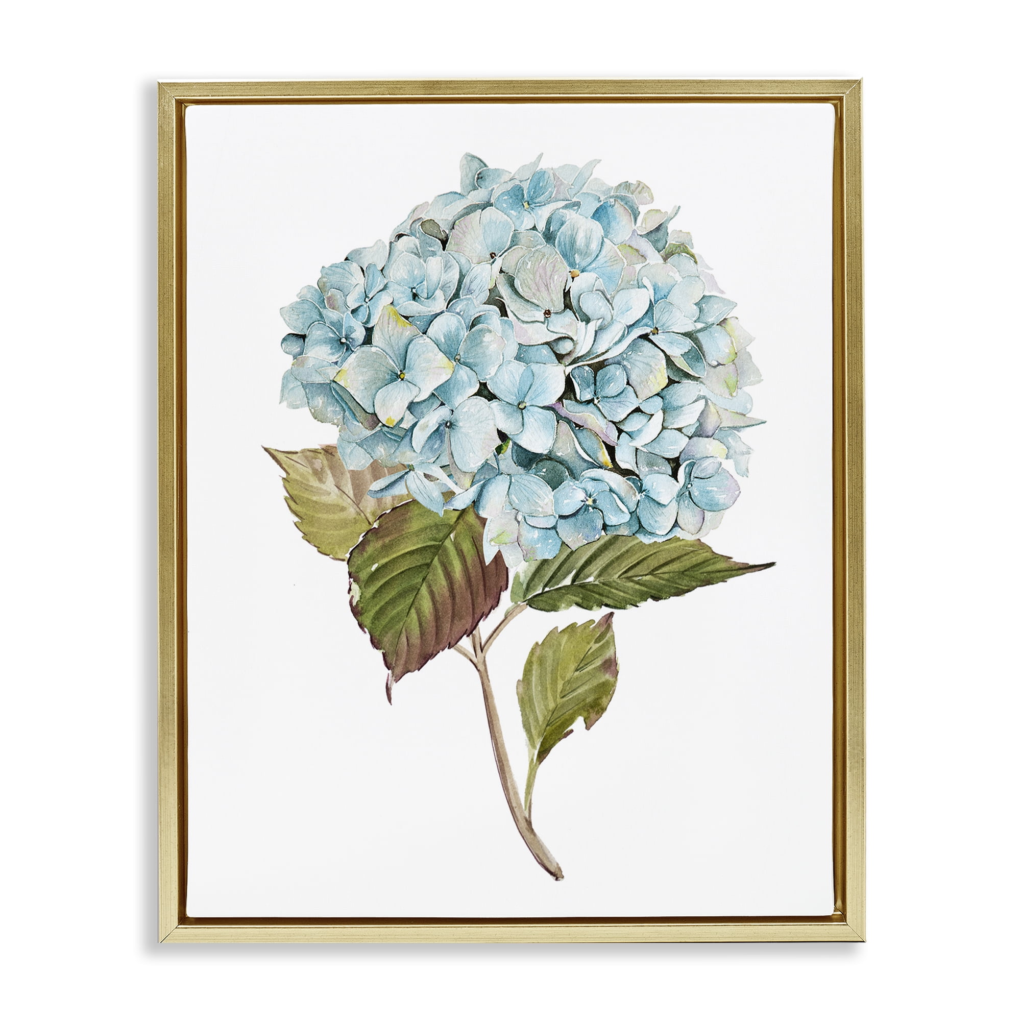 Stupell Industries Simple Hydrangea Bud Botanical & Floral Painting Gold Floater Framed Art Print Wall Art, 17 x 21