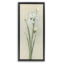 Stupell Industries Simple Iris on Beige Plants & Flowers Painting Black Floater Framed Canvas Art Print Wall Art, 11 x 25