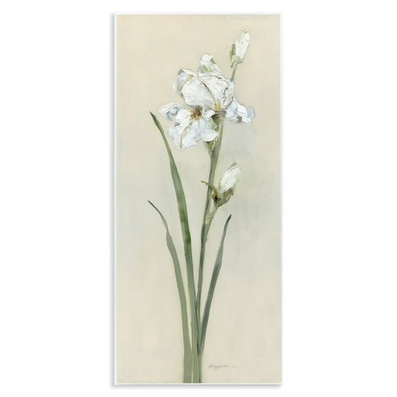Stupell Industries Simple Iris on Beige Plants & Flowers Painting Unframed Art Print Wall Art, 7 x 17