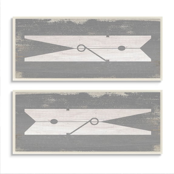 Stupell Industries Simple Laundry Clothespins Distressed Grey Design Designed by Daphne Polselli