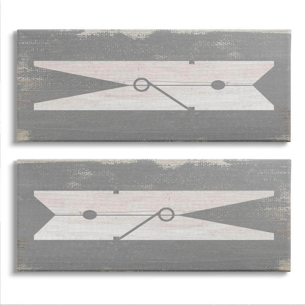 Stupell Industries Simple Laundry Clothespins Distressed Grey Design Designed by Daphne Polselli