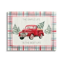 Stupell Industries Simple Life Is Best Plaid Truck Graphic Art Gallery Wrapped Canvas Print Wall Art, Design by Kristen Brockmon