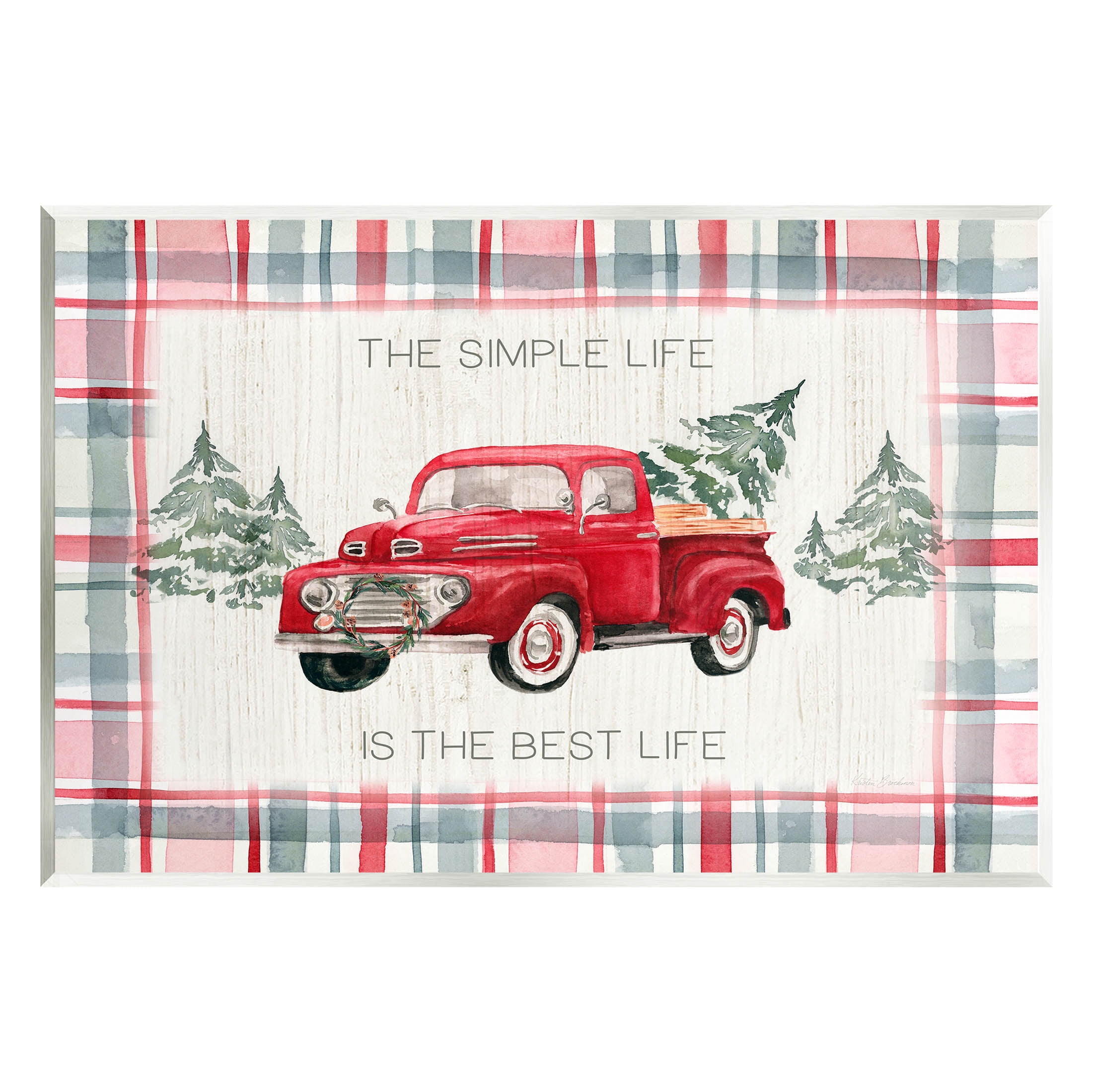 Stupell Industries Simple Life Is Best Plaid Truck Graphic Art Unframed Art Print Wall Art, Design by Kristen Brockmon